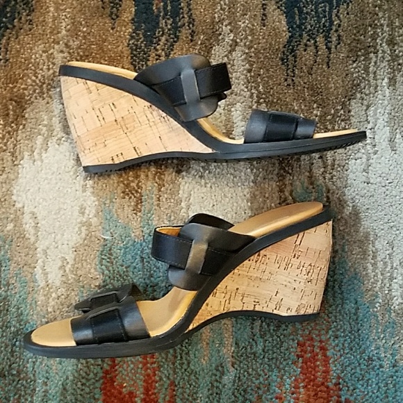 Hogan Leather and Satin Black Slide Wedge Sandals - Picture 2 of 4